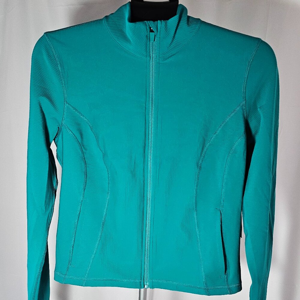 Flex For It Women's Blue Grass Long Sleeve Full Zip Jacket Size L NWT